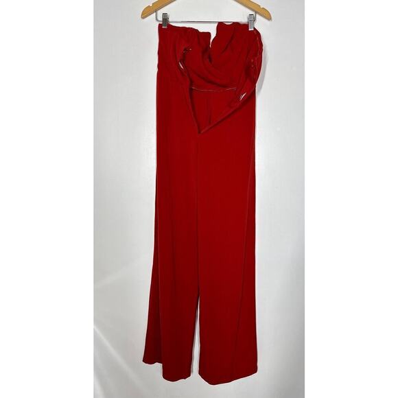 Jill Jill Stuart Kerra Jumpsuit Strapless Sweetheart Neck Pleated Straight Red 4 - Picture 5 of 11